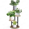 STLOVe Plant Shelf Flower Stand Flower Shelf Plant Stand Flower Stairs - 3 Levels Wooden for Room Corner Living Room Balcony Patio Window Garden Yard 53.5 cm Height - Metal Black