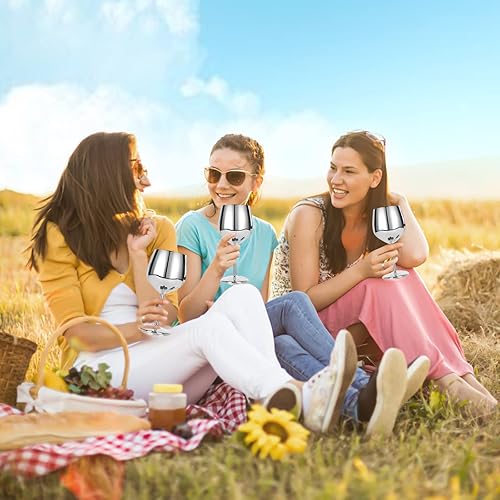 Miniatura 3 de VERISA Copas de vino de acero inoxidable, copa de vino de acero irrompible de 18 onzas, copas de vino de metal inastillables para exteriores,