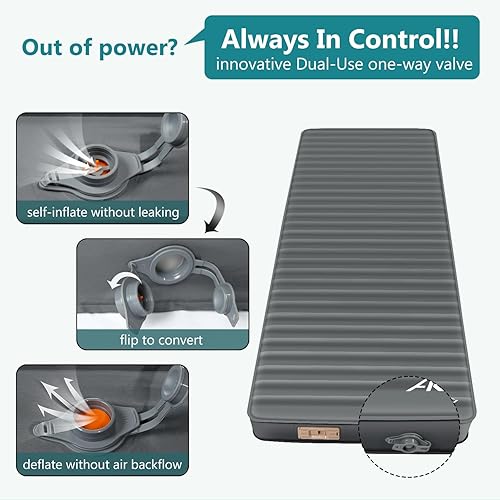 Miniatura 6 de Colchoneta de dormir autoinflable con bomba eléctrica, almohadilla de campamento de espuma viscoelástica ultra gruesa de 4 pulgadas con almohada,