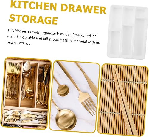 Miniatura 8 de Organizador de cubiertos para el hogar, multicompartimento, soporte de utensilios de plástico para almacenamiento de cocina, resistente a los