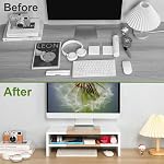 TEAMIX 2 Niveau moniteur de bureau Stand Riser 51cm Support pour imprimantes avec stockage petit TV Riser Ordinateur portable bureau en bois Organisateur étagère