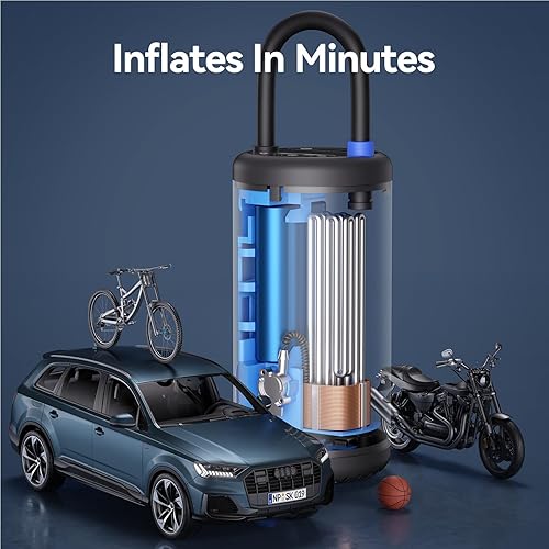 Miniatura 3 de Inflador de neumáticos con compresor de aire portátil, inflado rápido, bomba de aire inalámbrica de 150 PSI para neumáticos de automóvil con luz de