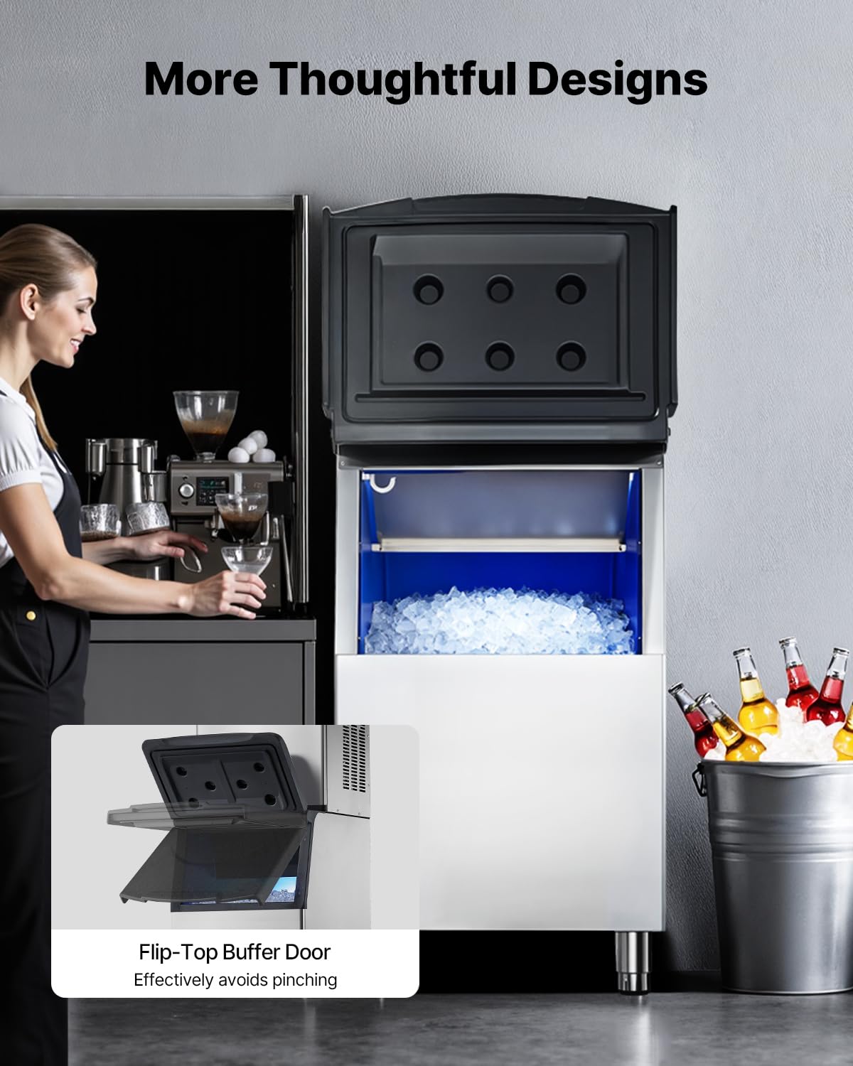 VEVOR Contenitore per Macchine per Cubetti di Ghiaccio Commerciali, Capacità 113 kg, Secchio per Ghiaccio in Acciaio Inox con Piedini in Gomma Antiscivolo, per Ristoranti, Solo Contenitore