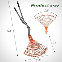 Vista 2 de Walensee - Rastrillo para hojas con mango largo de acero, recogedor de hojas resistente y garra de jardín, recogedor de hojas multiusos y rastrillo