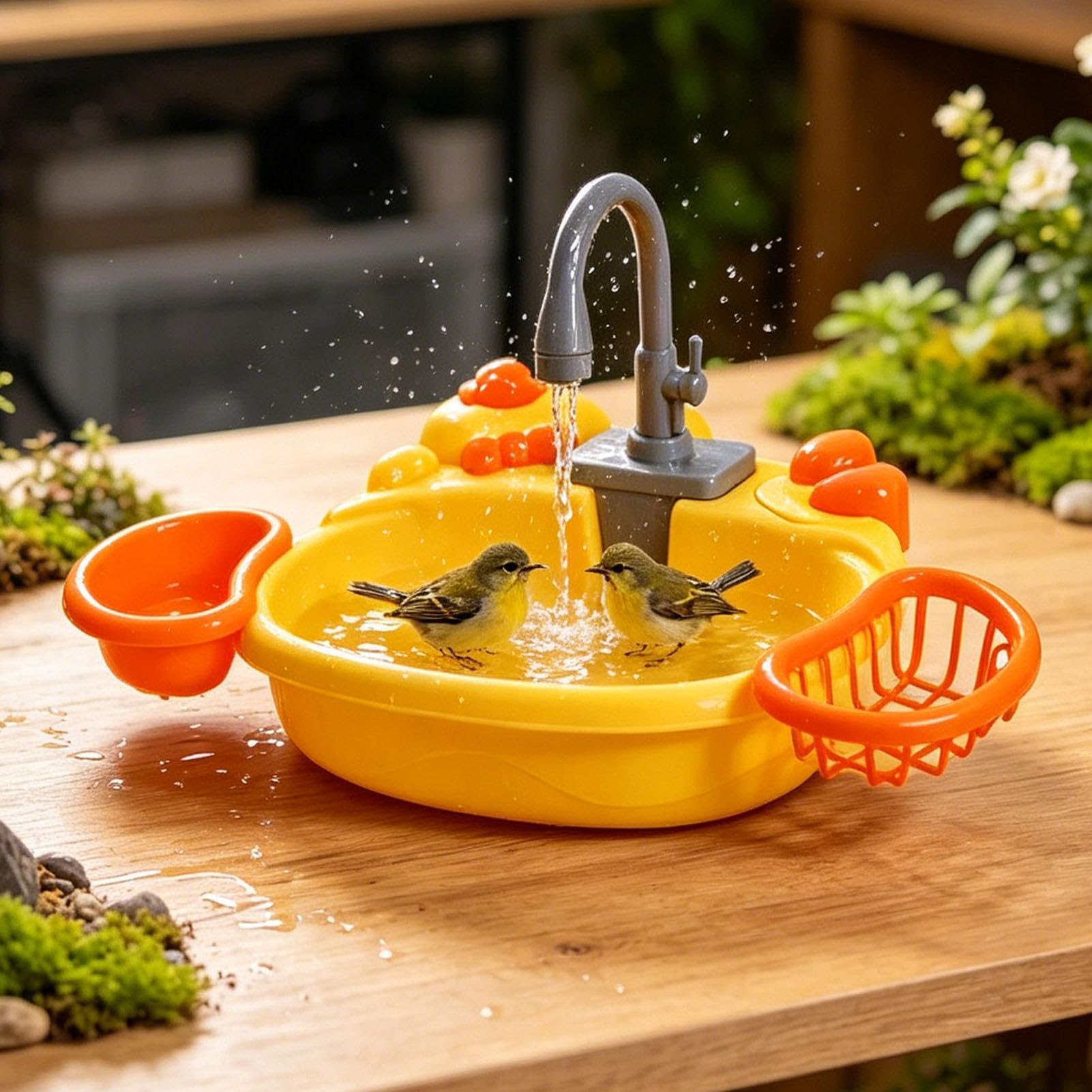 Genérico Ducha para Pájaros Juguetes Eléctricos Rotativos Acuáticos | Baño De Jaula Interior Para Periquitos Cacatúa Ninfa, Pinzón, Cacatúa, Loro Gris Africano, Exterior, Balcón, Jardín Y