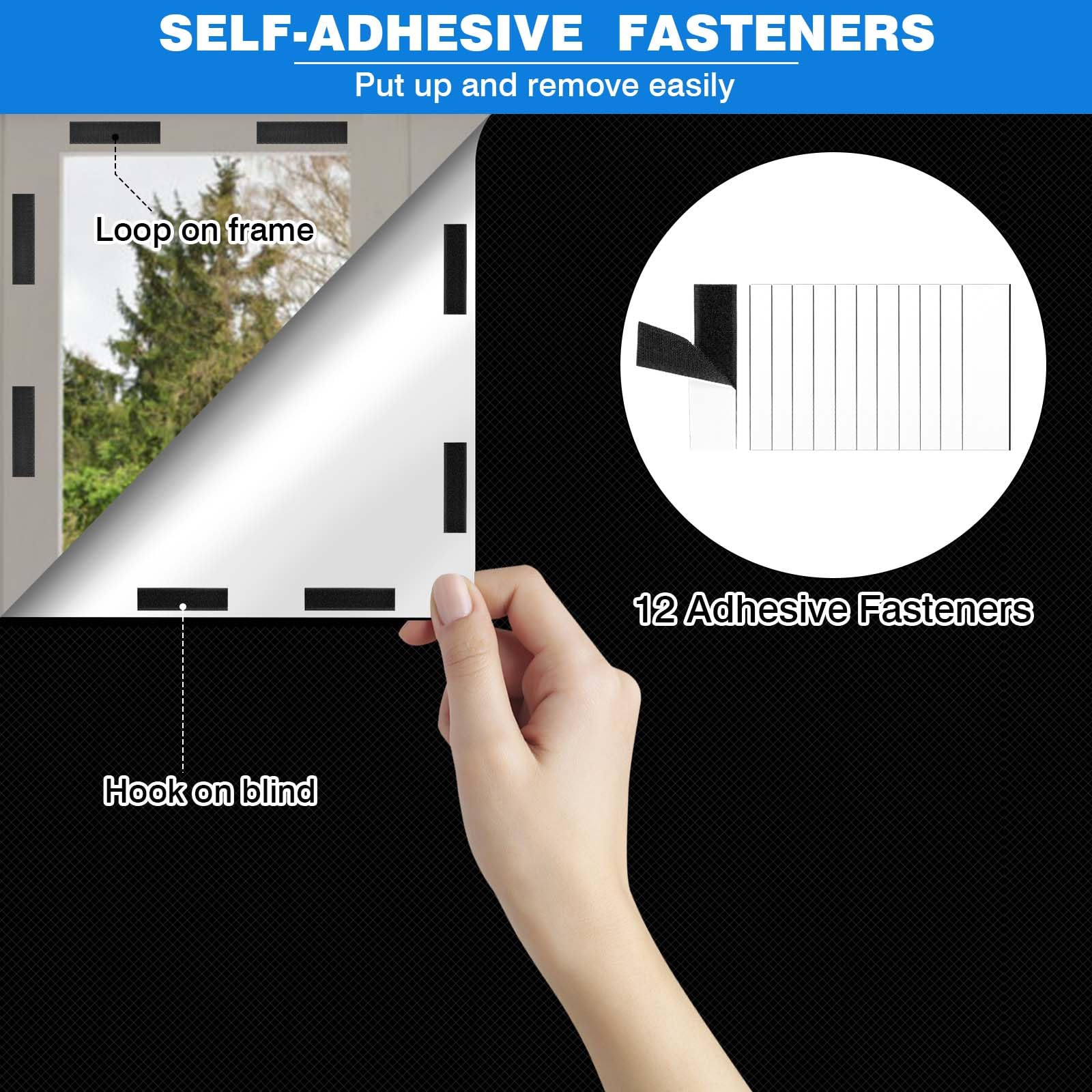 Tessuto Oscurante per Finestra 200x150cm Tende per Interni Tagliabile con 24 Adesivi Bifacciali