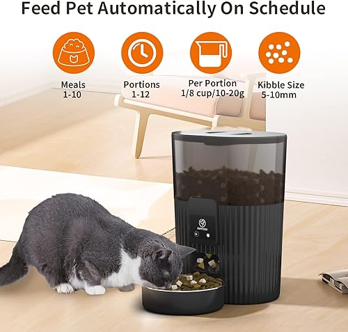 Miniatura 8 de PAPIFEED Comederos automáticos para gatos comederos programados para gatos para alimentos secos, horario de alimentación programable, dispensador