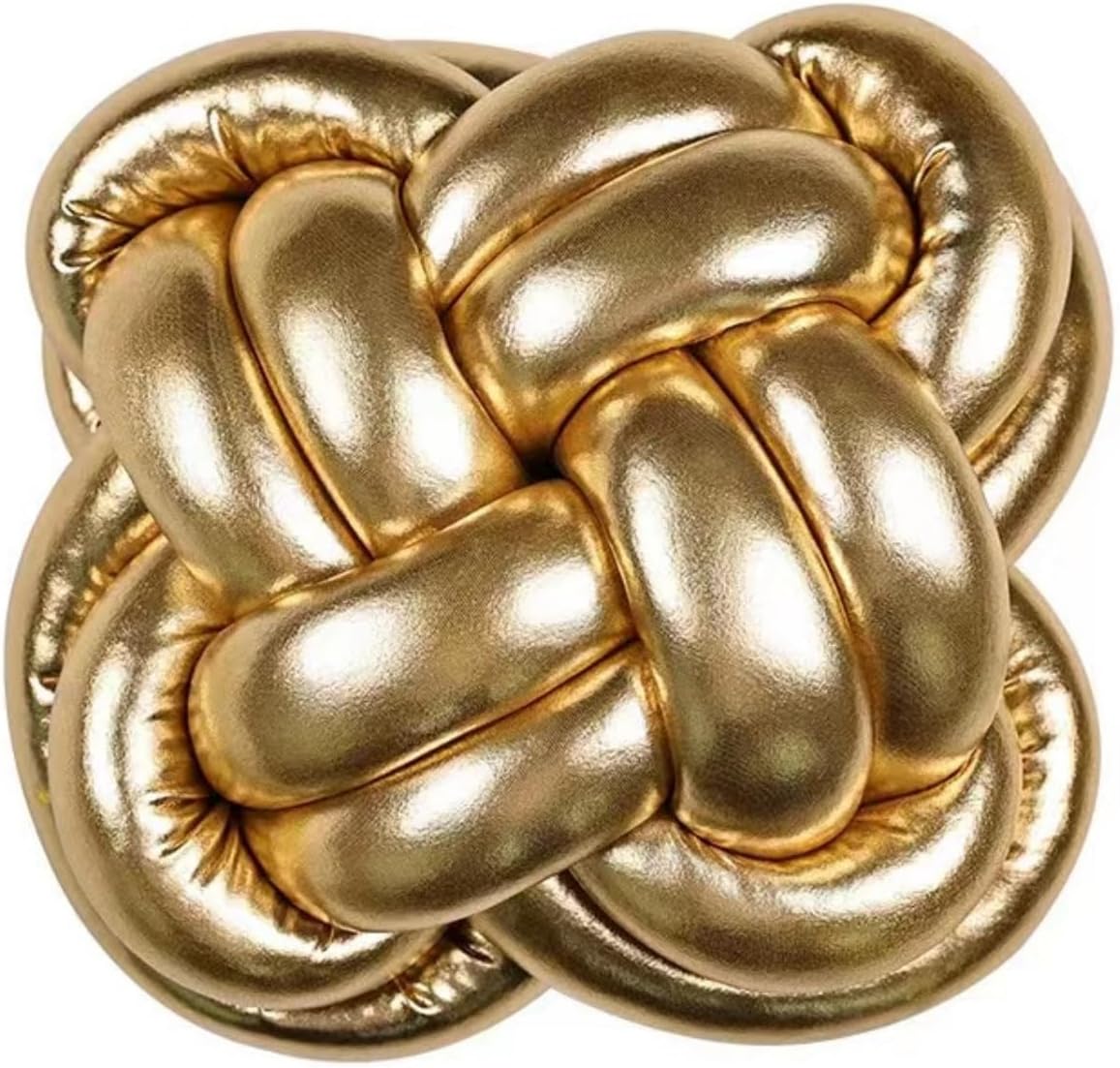 Soft Knot Pillow Ball, 12" Decorative Throw Pillow Floor Cushion for Couch, Square Xmas Decorations Knotted Pillow for Bed Living Room (Gold)