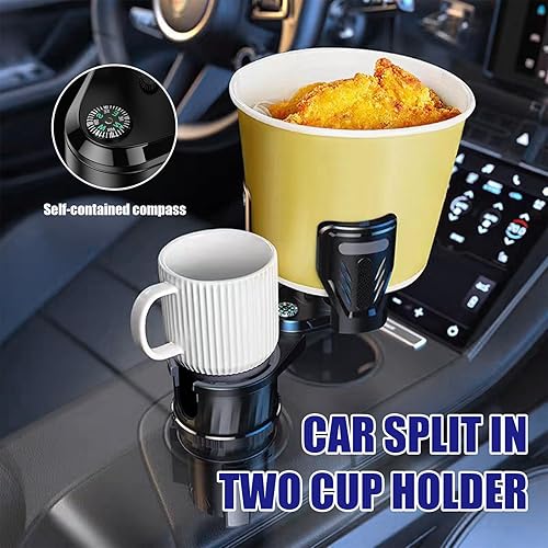 Miniatura 6 de Suvnie Expansor doble para portavasos de automóvil, adaptador multifuncional de bebida automático 2 en 1 con base ajustable, extensor de portavasos