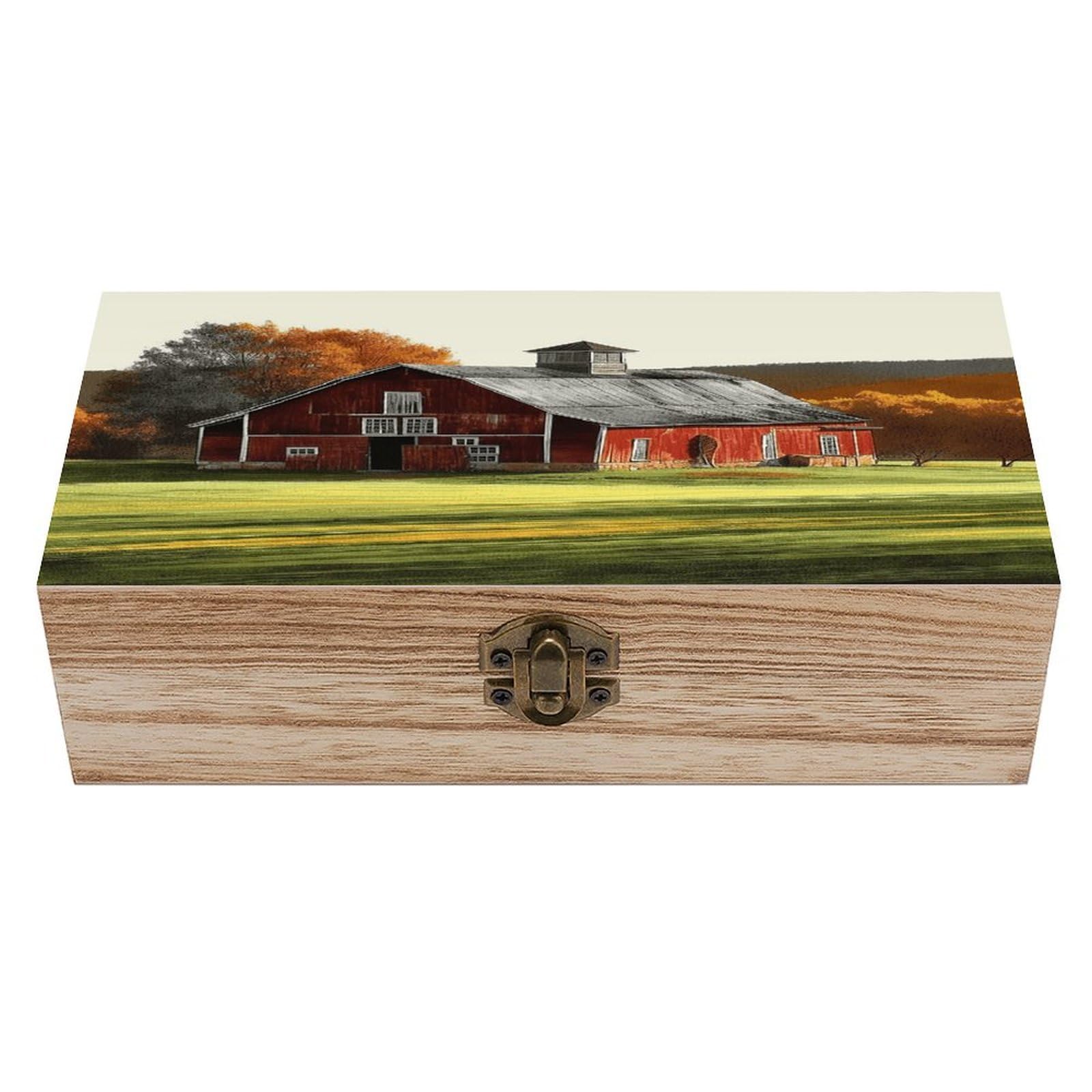 VstaDank Barn Wooden Storage Box Wooden Keepsake Box with Hinged Lid Exquisite Solid Wood Decorative Jewelry Case Memory Box for Jewelry Photos Letters Crafts Trinkets