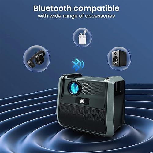 Miniatura 2 de RCA - RPJ060 Proyector portátil Sistema de entretenimiento de cine en casa - Exterior, manijas y altavoces incorporados, negro, grafito