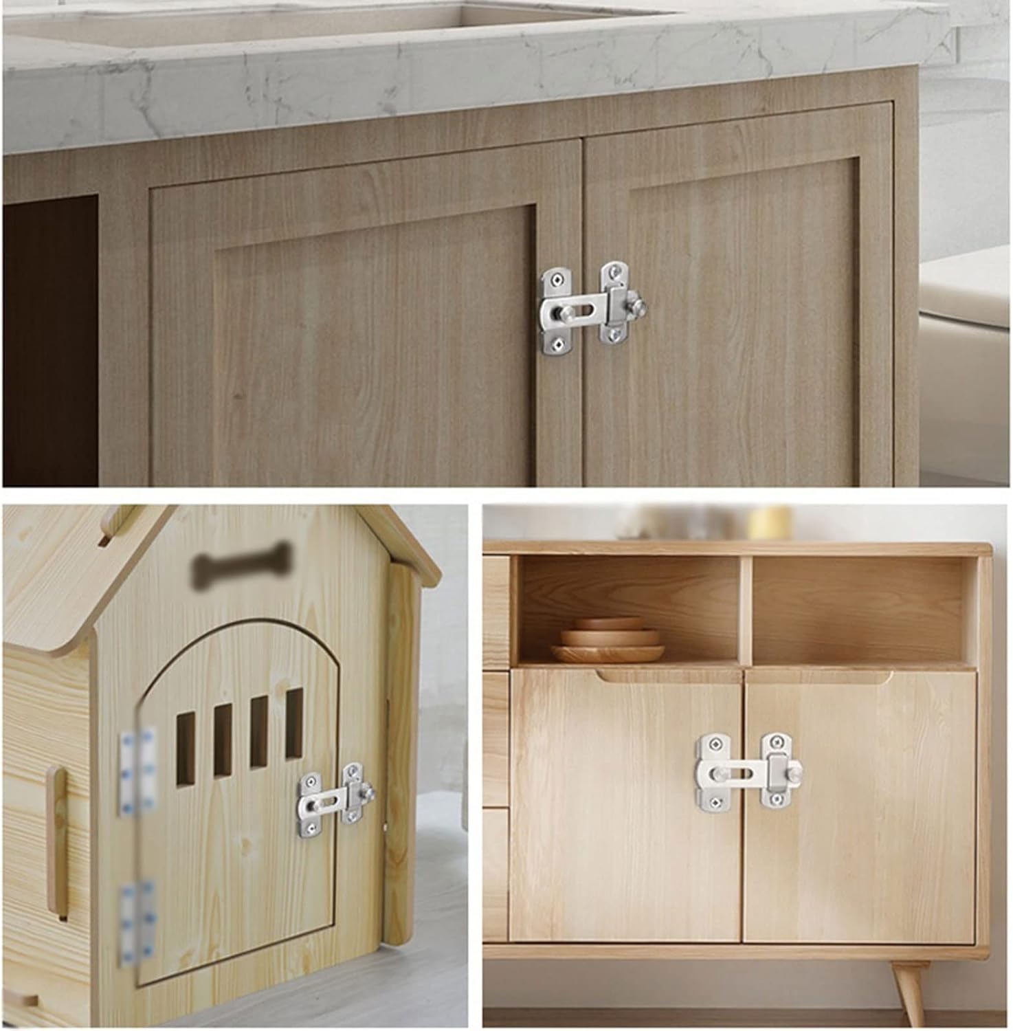 Door Locks and Latches Door Latch for Locking Door Lock Bolt Closet Window Door Lock(Silver)