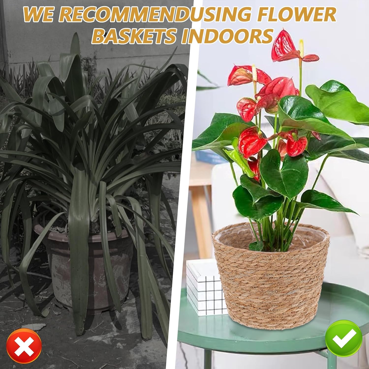 バスケットプランター ホワイト ガーデンオブジェ 植木鉢 ガーデニング 屋外 鉢穴あり : 芝生のことならバロネスダイレクト - 通販 -  Yahoo!ショッピング 3個セット 屋内用プラントバスケット プラスチックライナー付き ホテイアオイ編みプランター フラワーバスケット プランターバスケット