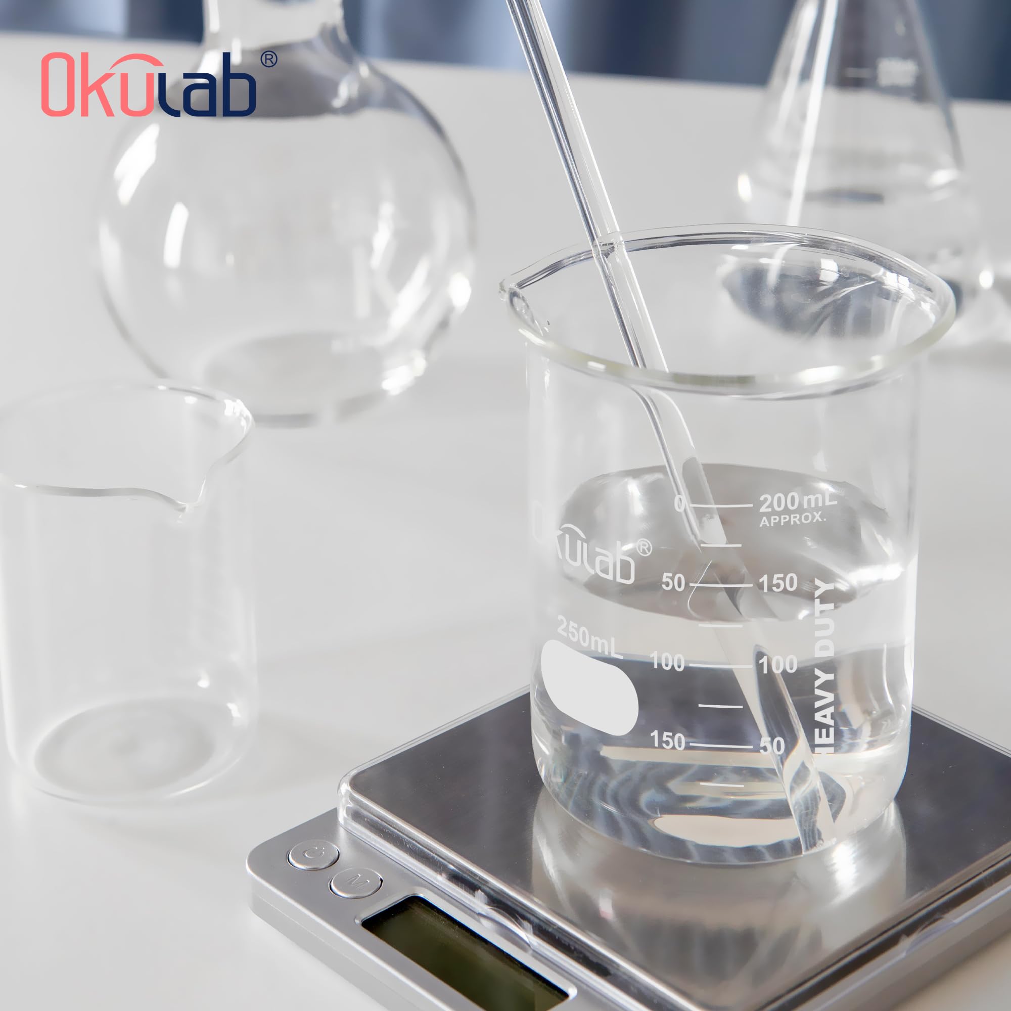 Vasos de precipitados de cristal, resistentes, con graduación impresa a doble escala. 12 piezas de vol.250 ml, HBKG250C12