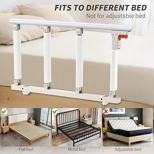 Miniatura 7 de Rieles de cama para adultos mayores, rieles plegables de asistencia de cama para personas mayores, asas de cama para ayudar a la cama, rieles de