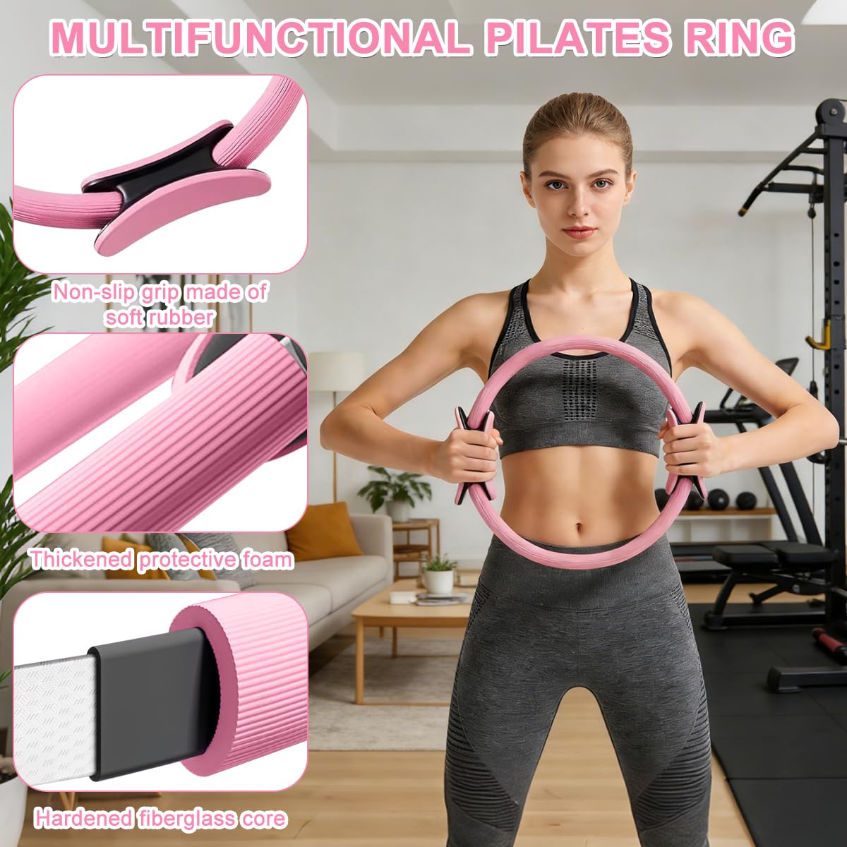 LGZIN 13 Pezzi Kit Pilates, Set di Anelli da Pilates con 32 cm Pilates Ring, Pilates Ball, Fasce di Resistenza e Molto Altro Ancora, Set Fitness per Allenamento Casa, Workout Studio, Fitness Viaggio