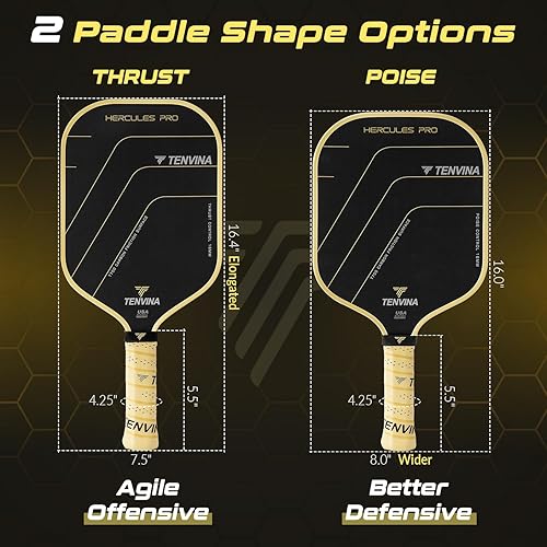 Miniatura 5 de TENVINA Palas de pickleball, paleta termoformada de fibra de carbono T700SC, paleta de pickleball, paleta de pickleball, aprobada por USAPA con