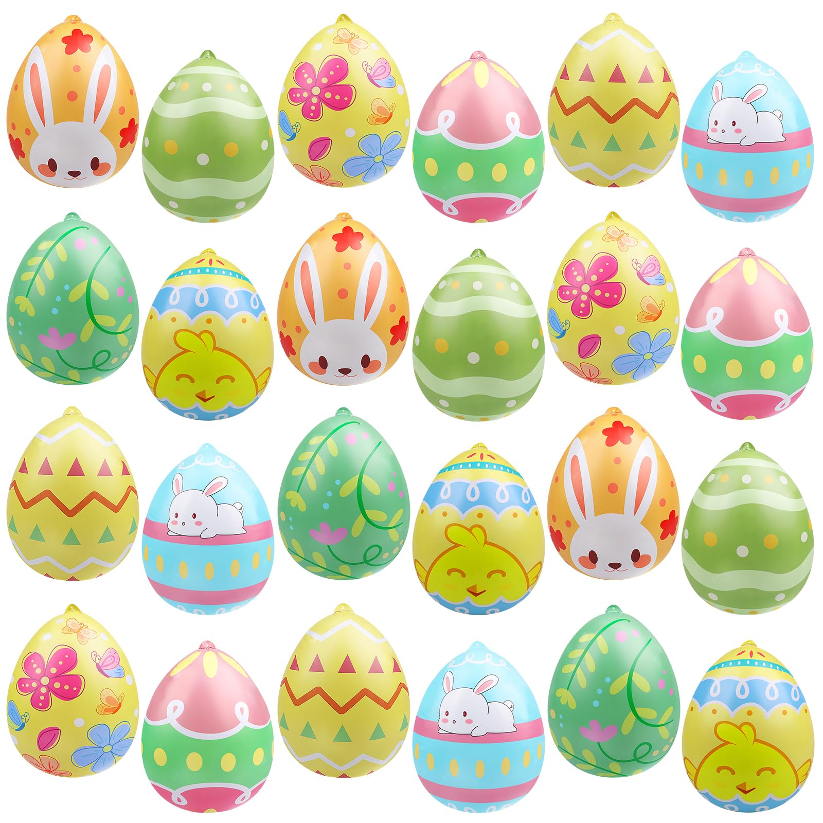 24 Packs 9 Inch Inflatable Easter Eggs Outdoor PVC Inflatable Hanging Eggs Blow Up Easter Egg for Egg Hunts Yard Garden Outdoor Decoration