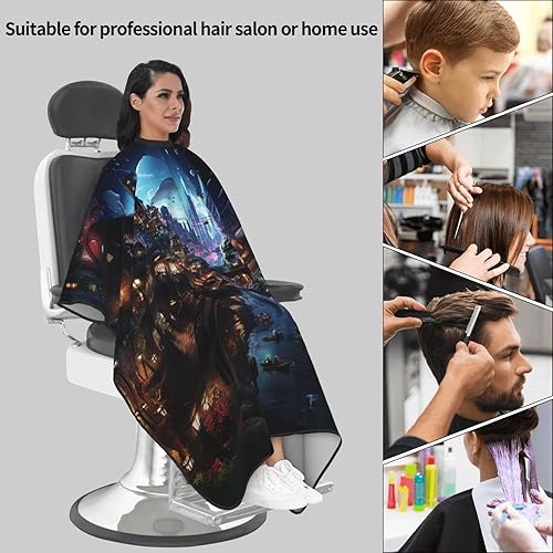 Miniatura 6 de Futuristic Fantasy Magic Cityscape beautiful Barber Cape for Men Professional Hairdressing Cutting Salon Cape Hair Styling Cape