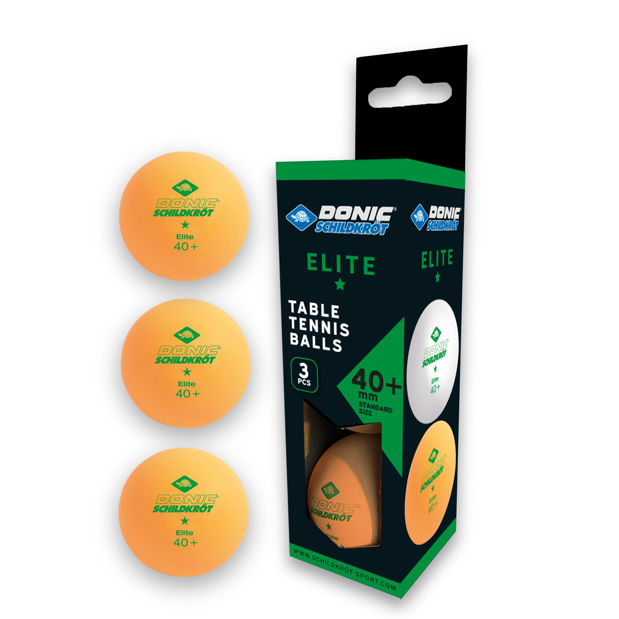 Donic-Schildkröt Pelotas de Tenis de Mesa, 1 Estrella Elite, Calidad Poly 40+, 3 Piezas en Caja