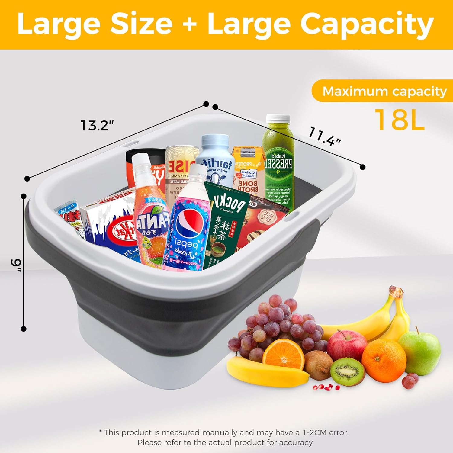 Picnic Basket Foldable Bucket with Lid and Handles, Portable Outdoor Storage Bucket, 18 Liters, Ideal for Camping、Outdoors and Car Trunks (White) - Image 6