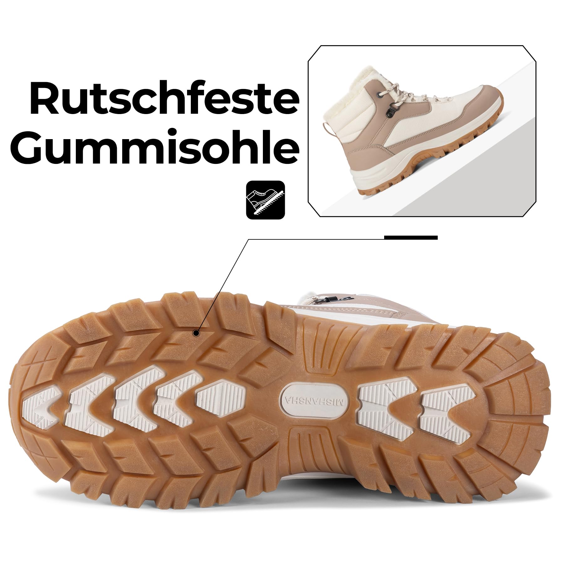 Mishansha Winterschuhe Damen Gefüttert mit Schnürung Gr.36-42