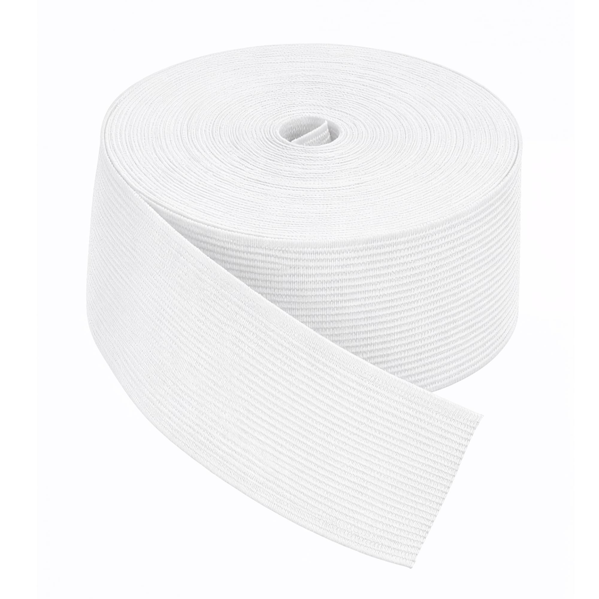 WedDecor Flat Elastic Band Heavy Stretch Elastic Band for Sewing Crafts Accessories, Webbing Garment, Fabric, Dressmaking, 50mm Wide, 5 metres Long, White