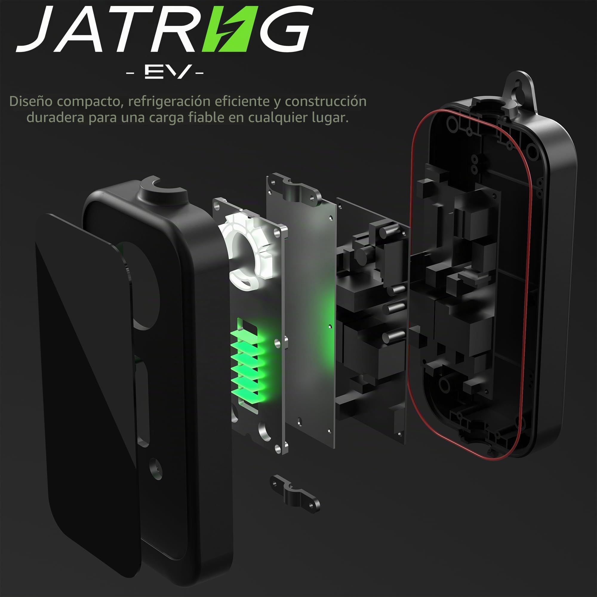 Cargador JATRHG EV 5M 3.6KW-1.5KW 16A|13A|10A|8A Tipo 2 - Estación de Carga Portátil para Autos Eléctricos con Intensidad Variable, Monofásico
