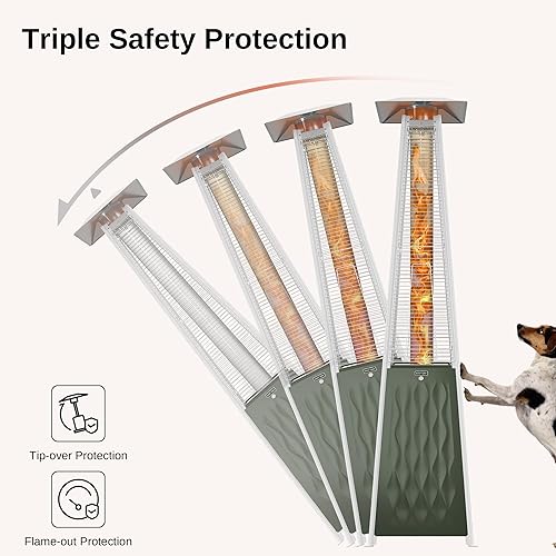 Miniatura 14 de EAST OAK Pyramid - Calentador de patio al aire libre, 48,000 BTU, calentador de propano de tubo de vidrio de cuarzo, sistema de triple protección