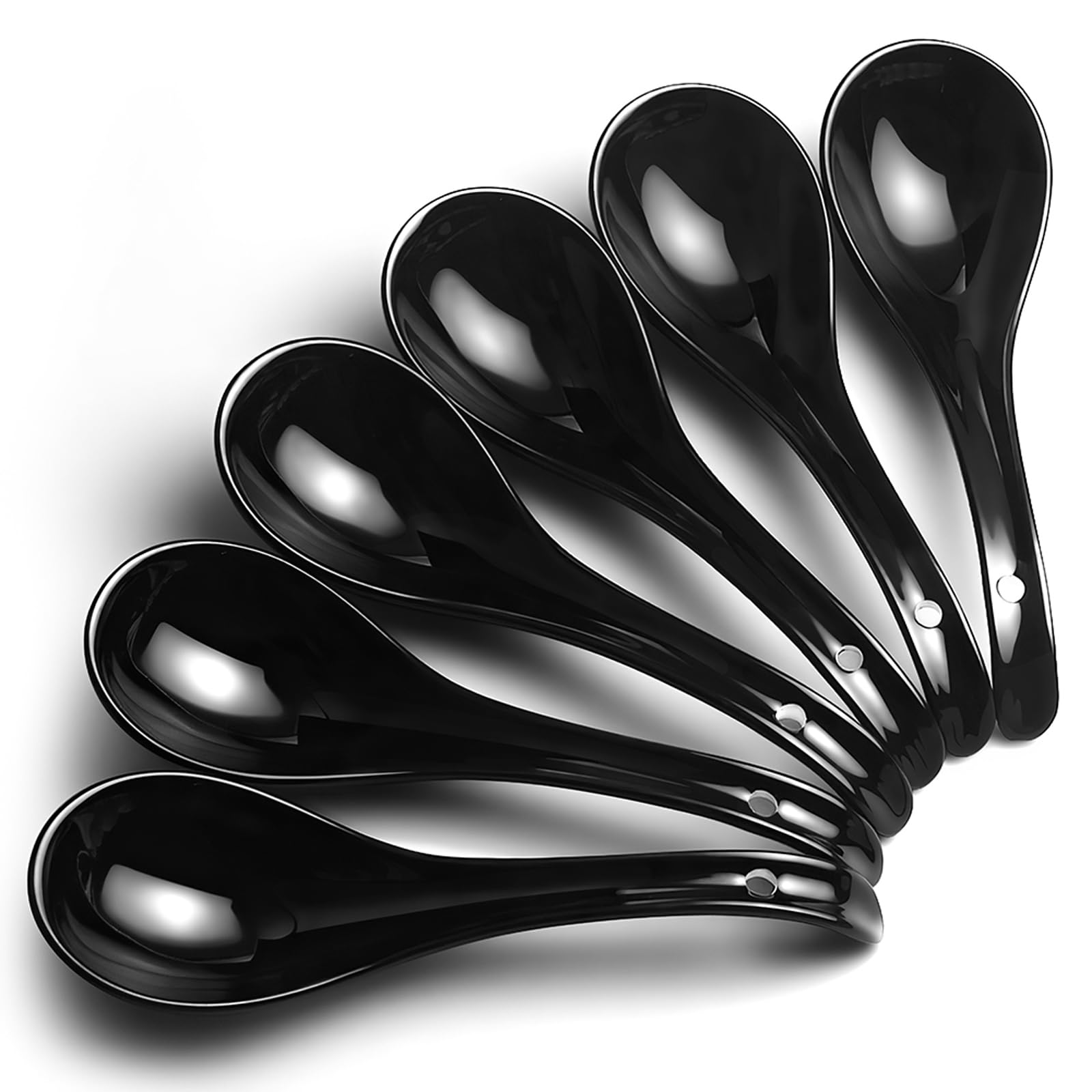 IQCWOOD 6.75 inch Ceramic Soup Spoons, Asian Style, Set of 6