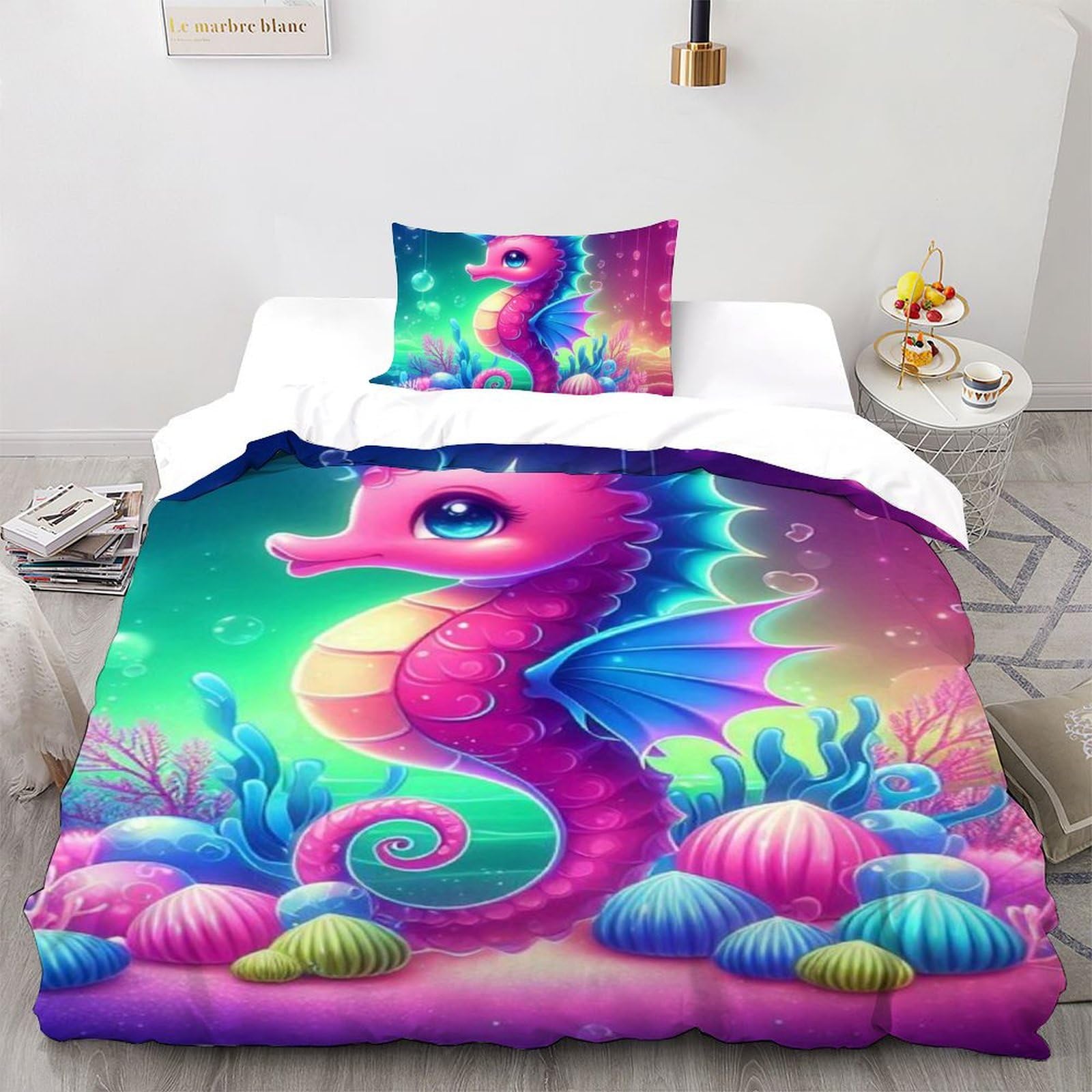 Housse de couette seahorse en microfibre imprimée 3D animaux marins