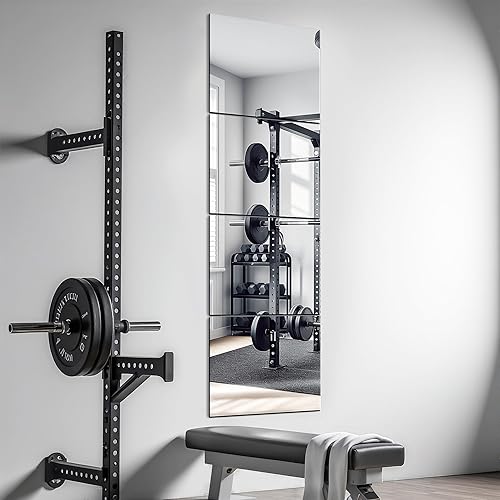 Espejos Delma para Gimnasio en Casa, Azulejos de Espejo de Vidrio de 12" x 12" (4 PIEZAS), Espejo de Pared Grande Cuadrado para Gimnasio en Casa,