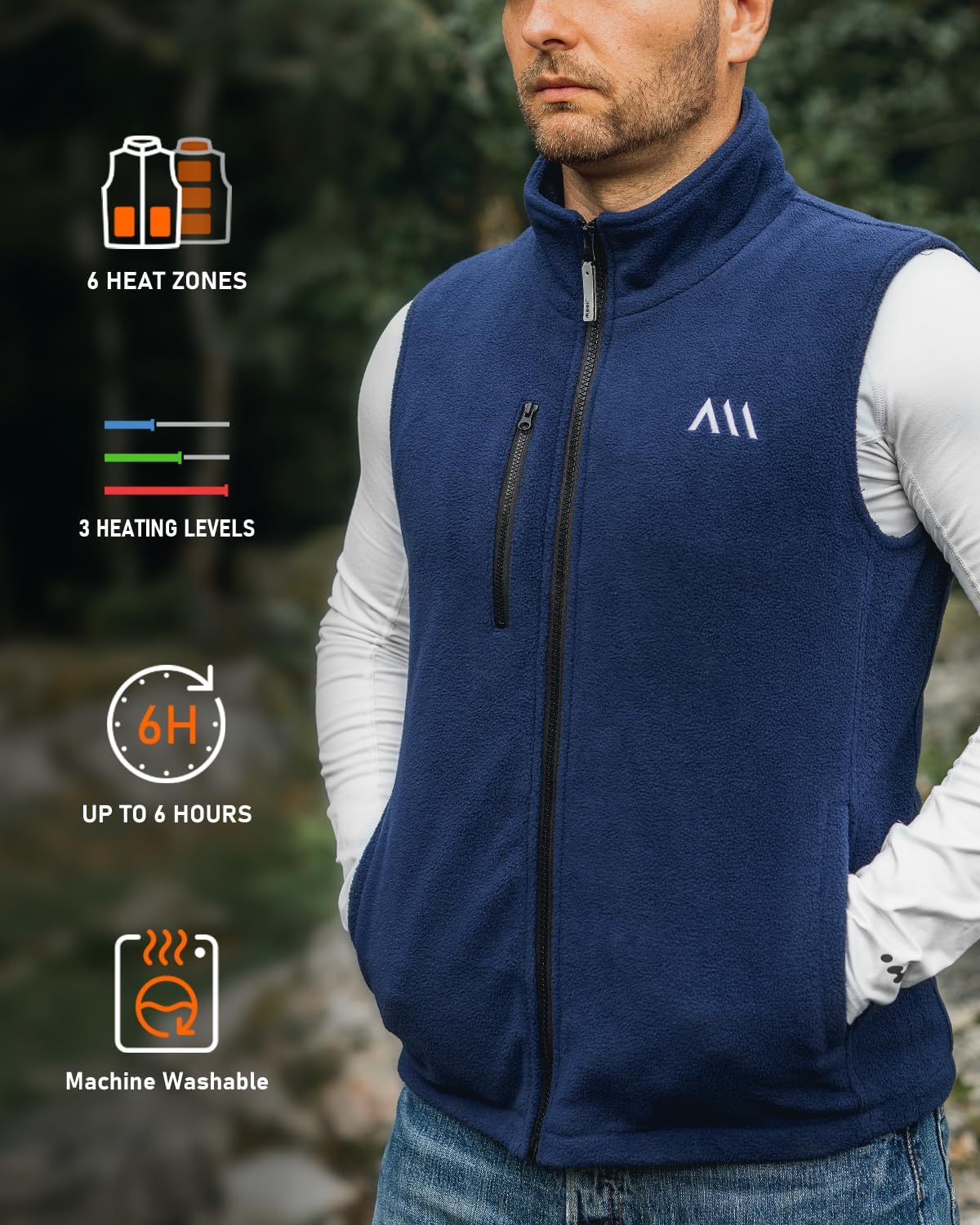 Heated Vest with Battery Pack, Warming Fleece Electric Vest for Men, Mens Heated Vests Rechargeable - Image 2