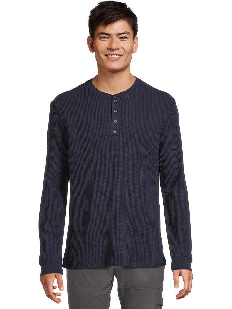 Navy Smartwool Waffle Long Sleeve Henley