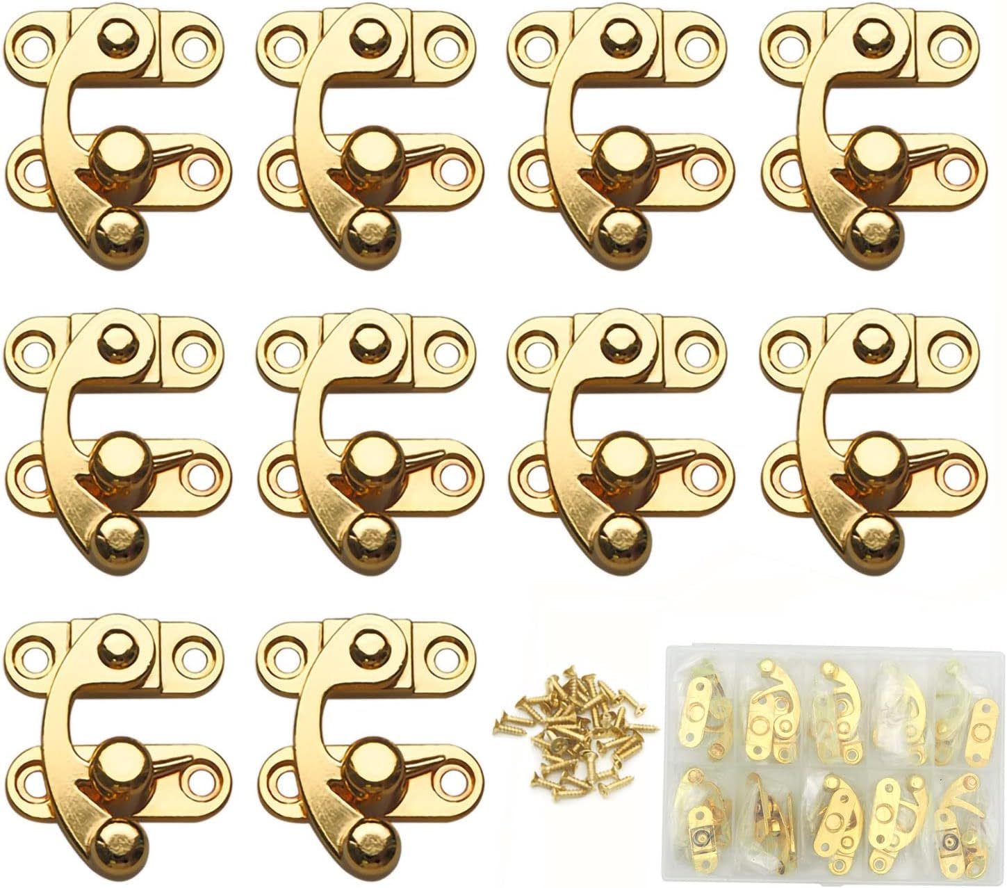 Wiosny 10PCS Antique Vintage Hook Hasp Hook Latch Lock Clasp Arm Zinc