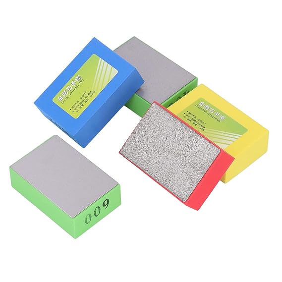 Ubersweet Hand Polishing Pad, Reusable 5Pcs High Strength 60 100 200 400 600 Grit Sanding Block for Glass for Concrete for Stone