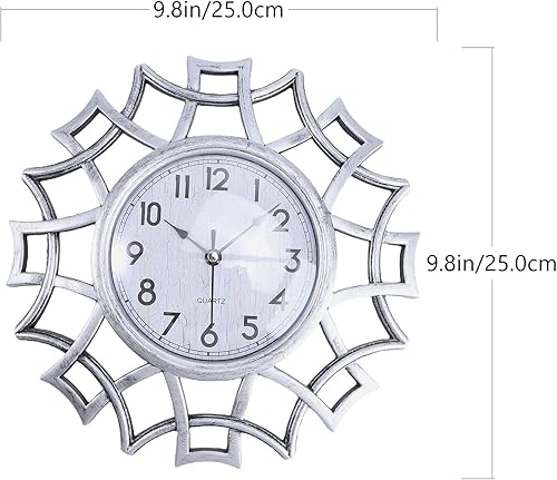 Miniatura 5 de EXCEART Reloj de pared digital grande redondo ahuecado- hacia fuera reloj de pared retro silencioso sin tictac reloj de cuarzo decorativo para