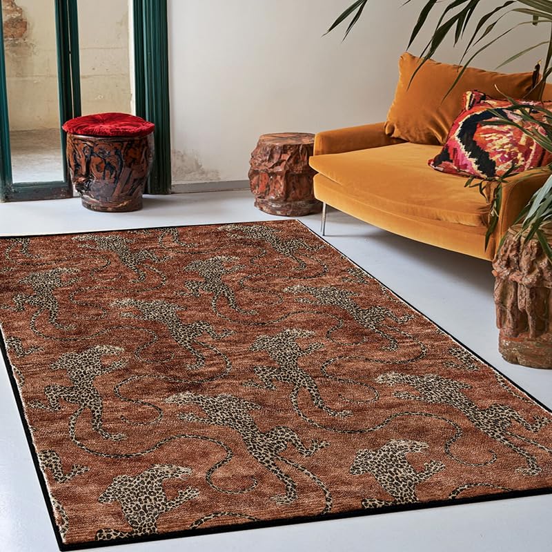 Tapis de chambre doux léopard marron pour ambiance cosy