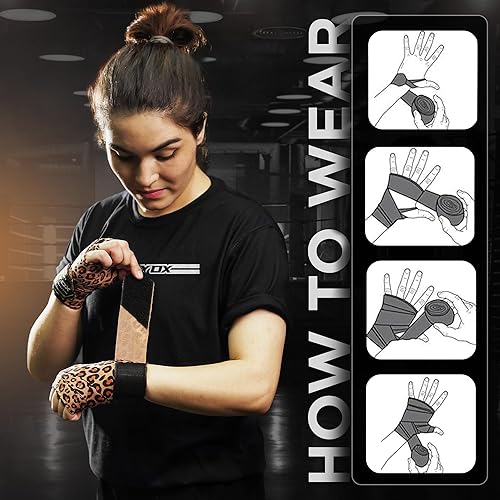 Miniatura 5 de WYOX Boxing Hand Wraps Inner Gloves, Elasticated Thumb Loop Bandages Mexican Style Under Mitts Wrist Wrap Protection Muay Thai MMA Kickboxing