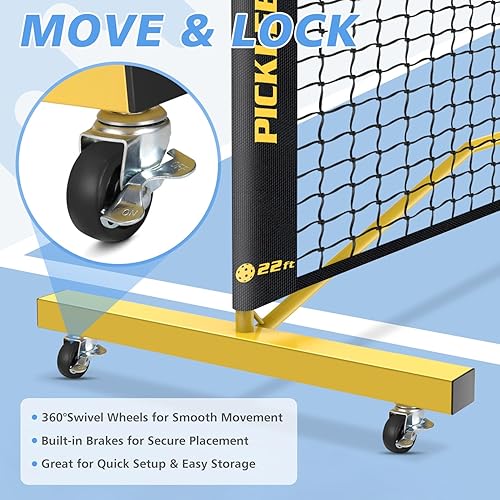 Miniatura 4 de Fostoy Portable Pickleball Net Set with Wheels  Complete Family Backyard Kit with 4 Fiberglass Paddles, 6 Balls & Carry Bag  Easy Setup for