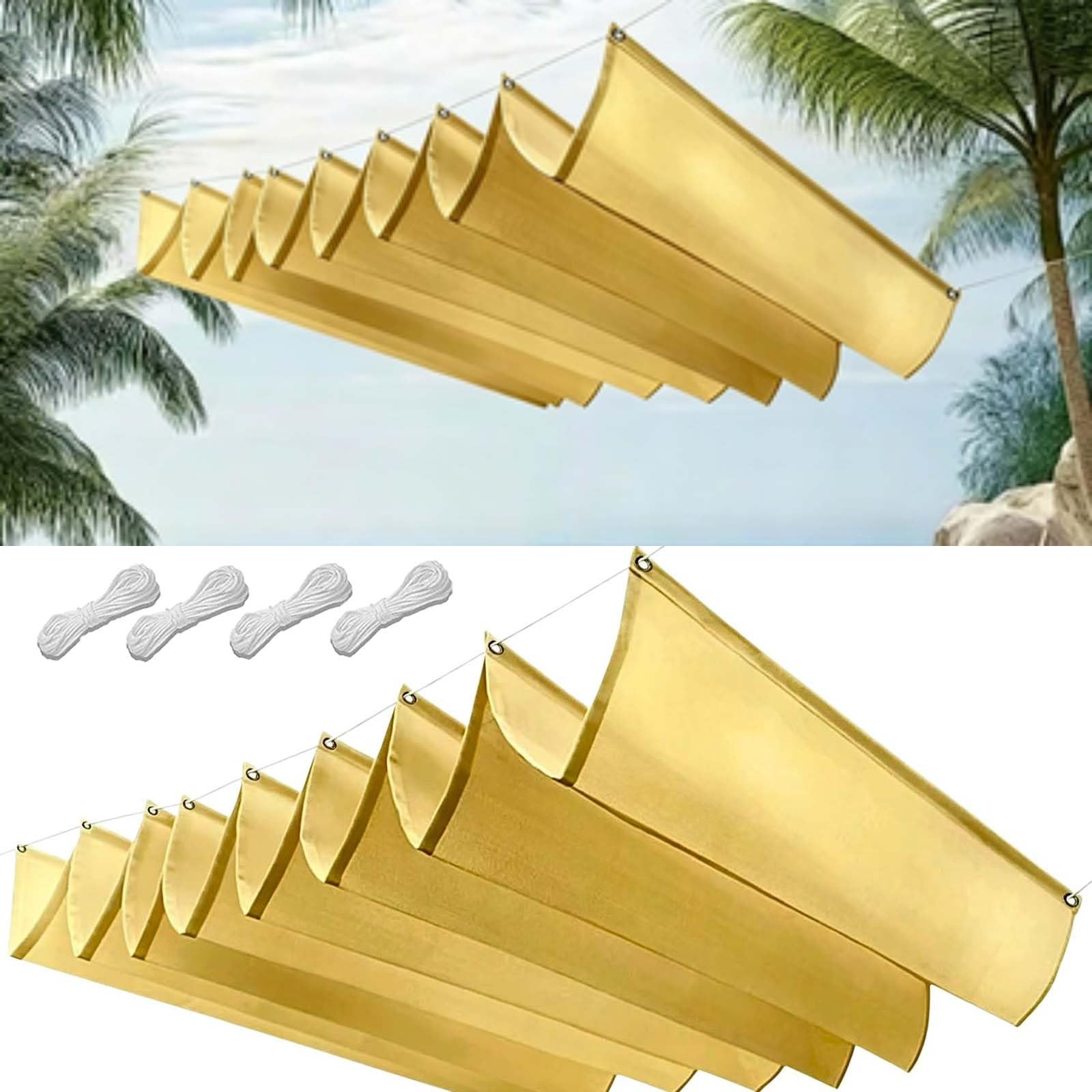 Voile d'ombrage rétractable avec cordes fixes store terrasse 5x0.55m
