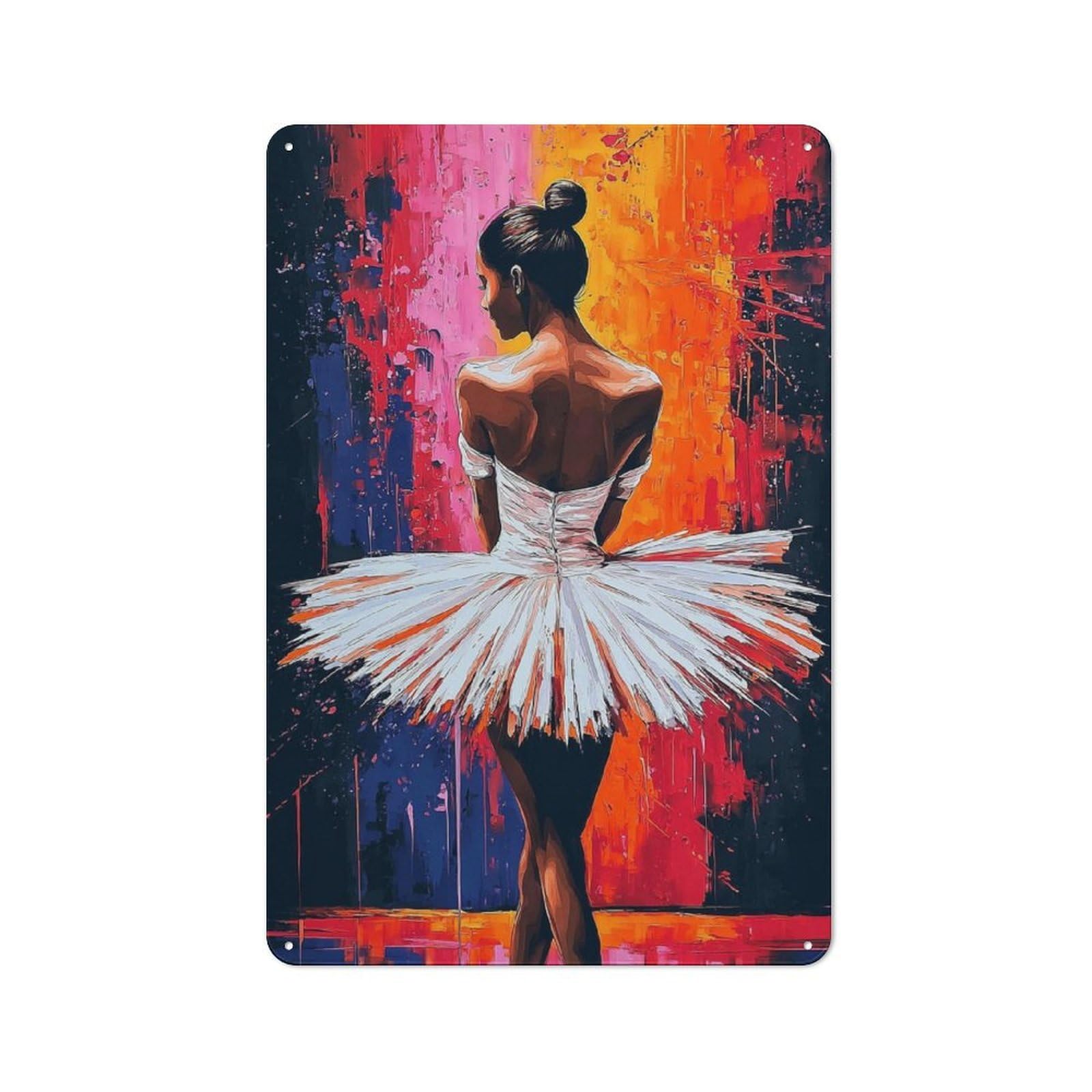 Junmoney Ballerina In White Tutu Rustic Tin Wall Plaque 30X20cm For Bar Or Restaurant, For Vintage Wall Decor Fans, For Garage And Workshop Walls