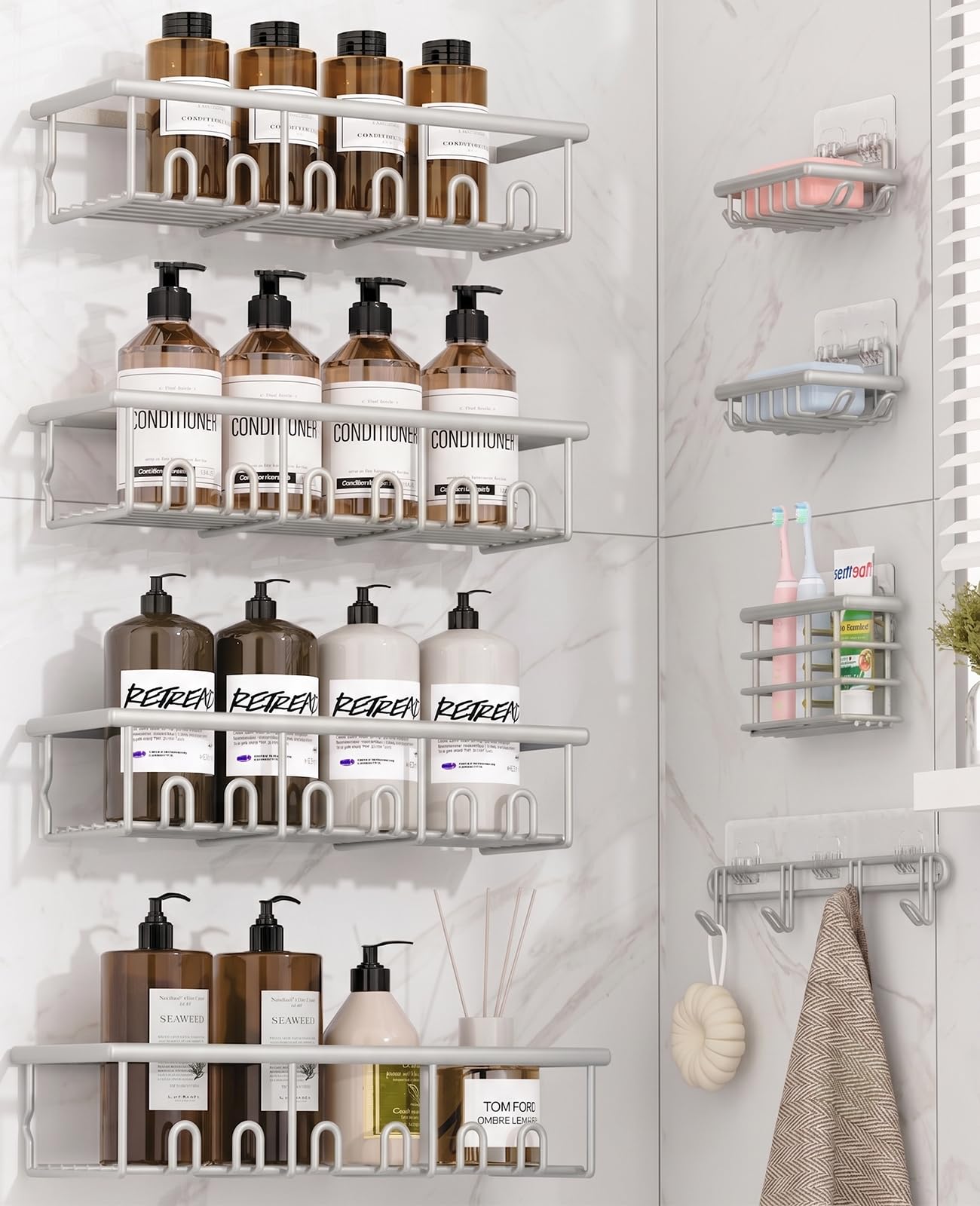 Adhesive Bathroom Holders - 5 Pack, No Drilling! -10 Adhesive Bathroom Holders - 5 Pack, No Drilling! -10