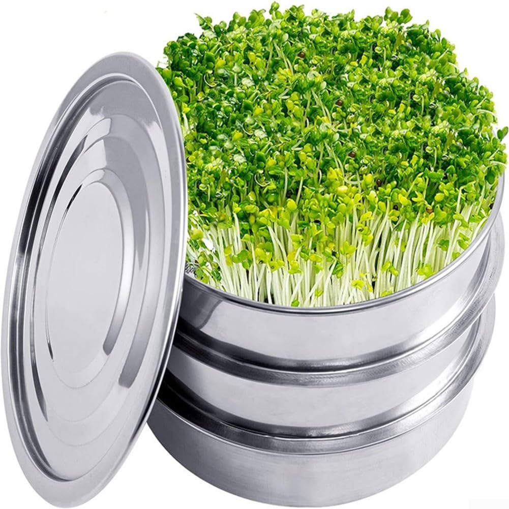 Kit di vassoi per germogliare in acciaio inossidabile, sistema di germinazione senza suolo con design impilabile per un drenaggio efficiente e circolazione dell'aria, per giardinaggio