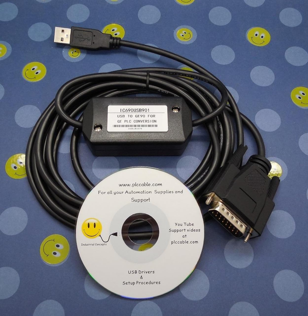 Generic PLC Cables, Inc - Made for and Works on GE FANUC USB to SNP PLC Communication Cable IC690USB901 90/30 90/70 90/Micro