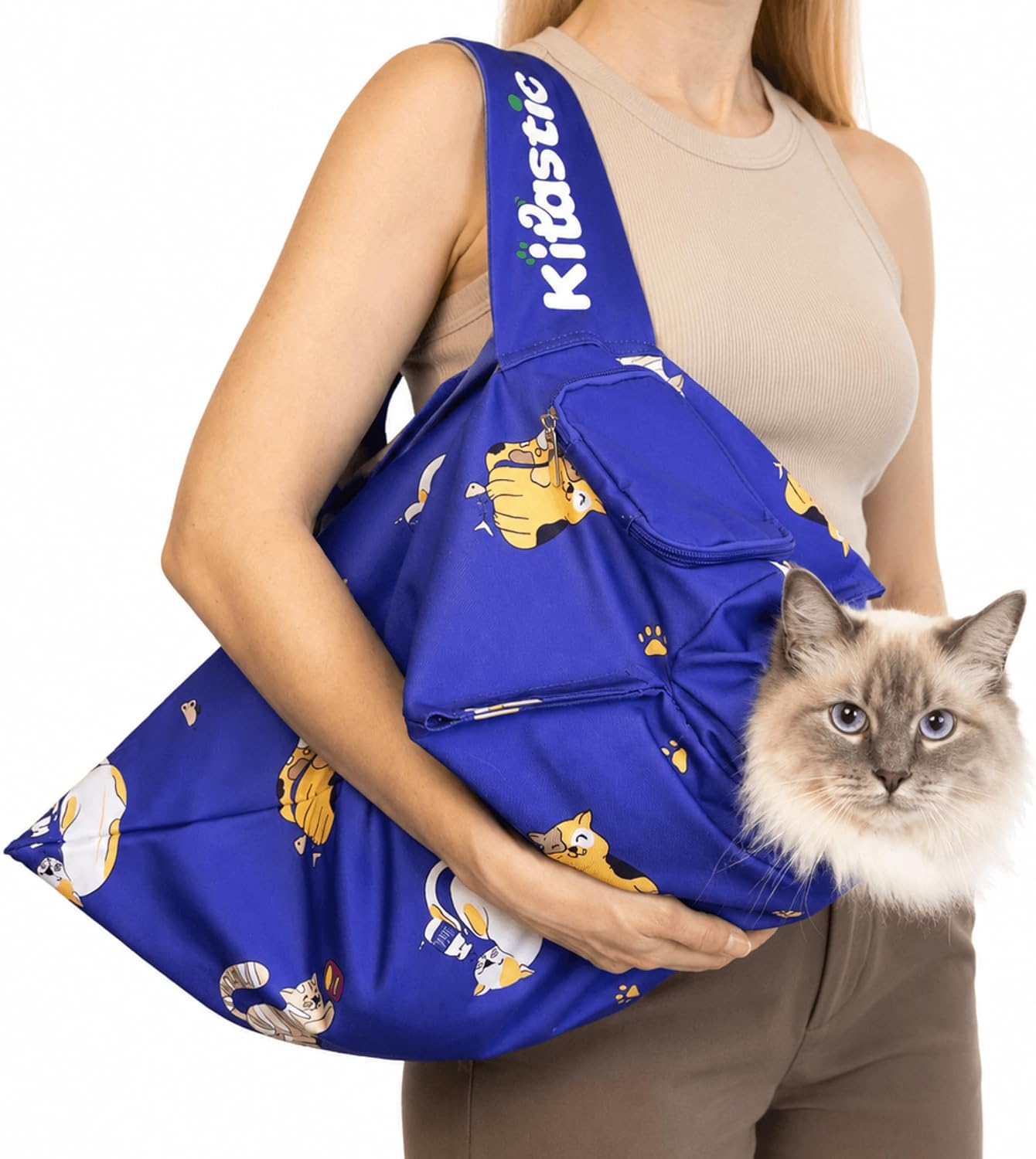 Cat Carrier Pouch - Soft Calming Sling, Vet, Grooming, Violet Cats