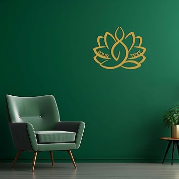 ALZERAS Personalized Lotus Metal Wall Art, Flower Sign, Metal Wall Decor, Home Living Room Decoration, Housewarming Gift Gold, 18" L x 14" W, Lotus
