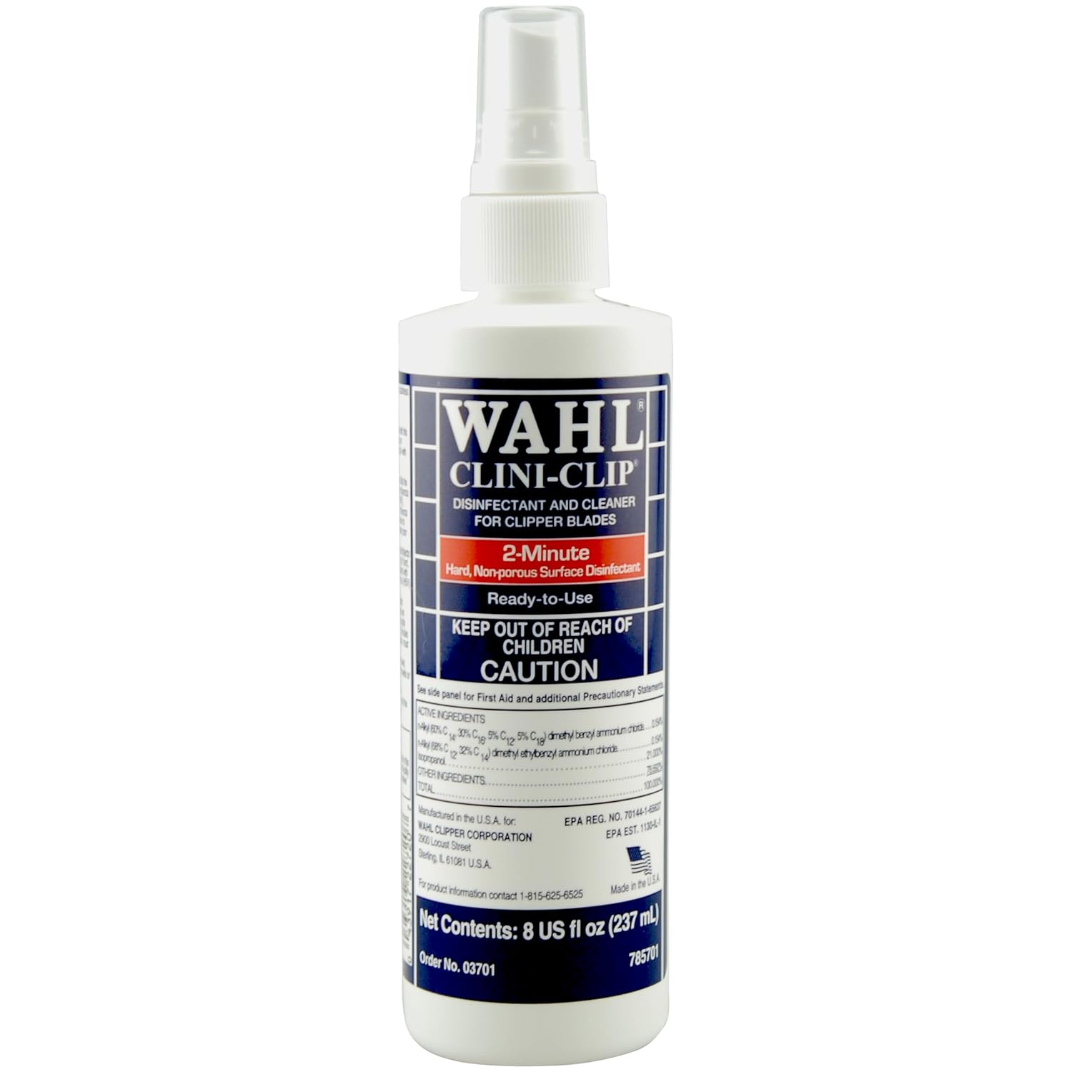 Wahl Professional Clini-Clip Spray Fast-Acting Cleaner and Lubricant for Clipper Blades Purifies Grooming Tools Reduces Friction and Heat