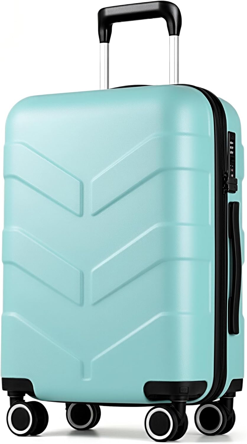 TILYMOL Hardside Carry On Luggage 22x14x9 Airline Approved with Spinner Wheels, Lightweight 20-inch Carry-On Suitcase for Men & Women, Green