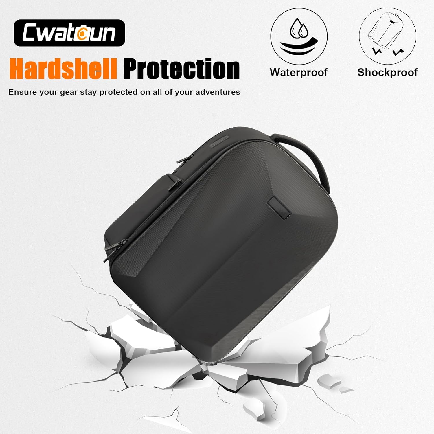 Cwatcun Hardshell Camera Backpack, Professional Camera Bag for Photography, 15.6" Laptop Compartment, Tripod holder, Outdoor Travel Camera Case for Canon Nikon Sony DSLR SLR Mirrorless Camera & Lenses - Image 4